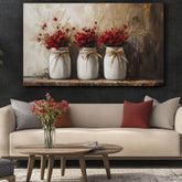 Rustikálny obraz | Divé kvety vo váze | 100% originál domaľovaný akrylom